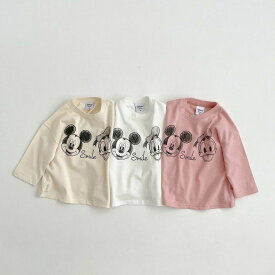 【スーパーSALE】【10％OFF】韓国子供服 長袖 Tシャツ プリントTシャツ Mickey Mouse ミッキーマウス ドナルドダック 手書き風 薄手生地 90 100 110 120 130 140 男の子 女の子 子供用 キッズ ベビー 可愛い お洒落 お洒落【メール便送料無料】