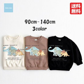 韓国子供服 長袖トレーナー 恐竜 ダイナソー 圧縮スムース 90 100 110 120 130 140 男の子 女の子 子供用 キッズ ベビー 可愛い お洒落 お洒落キッズファッション【メール便送料無料】