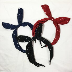 子供用カチューシャ ドット柄 水玉柄 子供用ヘアアクセサリー ソフトワイヤー入り リボンがピンと立つ りぼんがピンとして可愛い カジュアル 普段使い 女の子 おしゃれ【メール便送料無料】