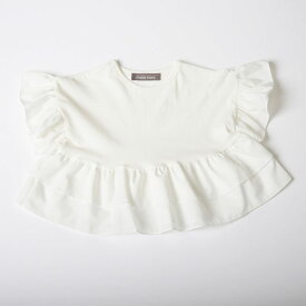 【SALE】【50％OFF】韓国子供服 スモック Tシャツ スモック風Tシャツ 袖フリル 裾フリル カットソー 女の子用 デザイントップス トップス 子供用 90 100 110 120 ベビー 子供服 キッズ かわいい お洒落 お洒落キッズ おしゃれガール【メール便送料無料】