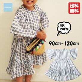 【SALE】【30％OFF】韓国子供服 ワンピース フレアー袖ワンピース ペイズリー柄ワンピース ペイズリー 半袖ワンピース 前上り 後ろ下がり 90 100 110 120 女の子 ベビー キッズ かわいい お洒落 お洒落ガール【メール便送料無料】