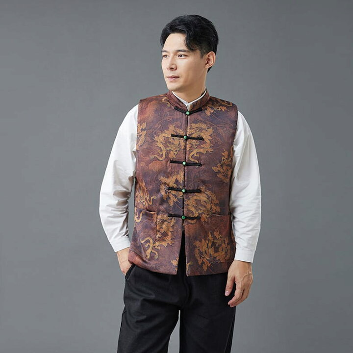 楽天市場】チャイナ服 チャイナベスト チョッキ ノースリーブ 袖なし 