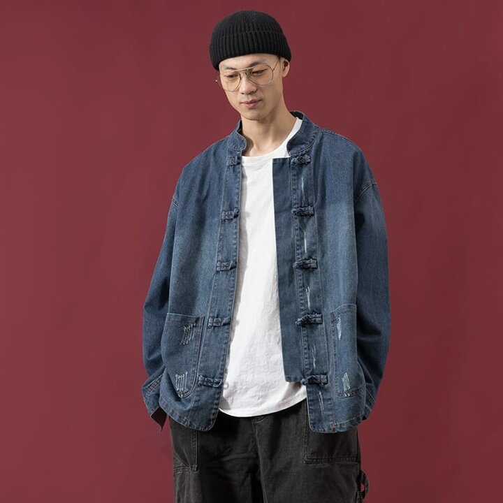 楽天市場】チャイナ服 デニムジャケット チャイナボタン メンズ 男性用 
