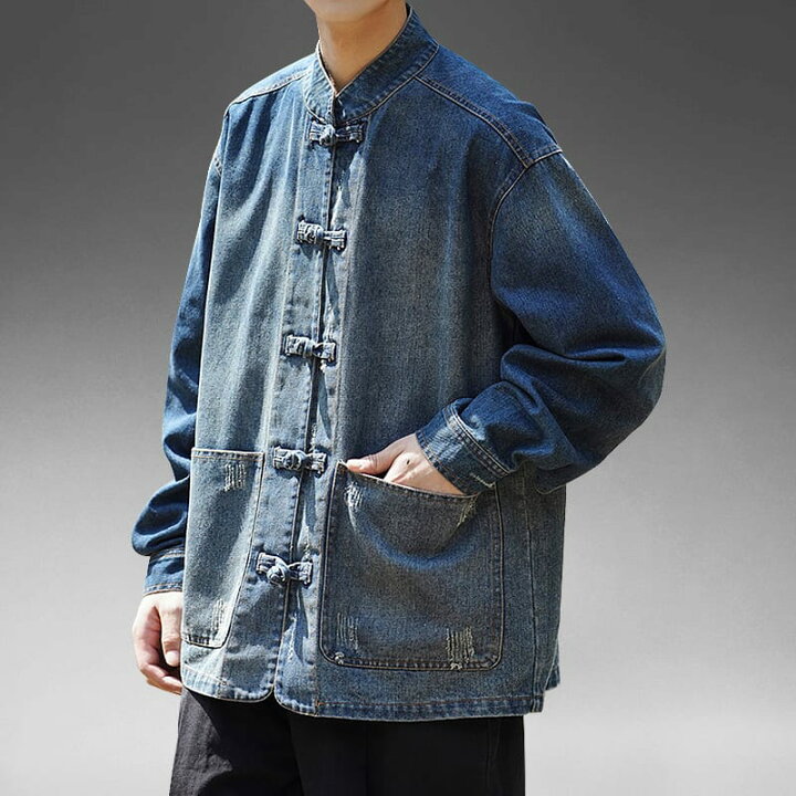 楽天市場】チャイナ服 デニムジャケット チャイナボタン メンズ 男性用 