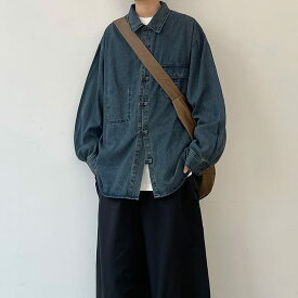 チャイナ服 デニムシャツ ウェスタンシャツ チャイナボタン 男女兼用 ユニセックス チャイナシャツ カジュアル 中華風 綿100%