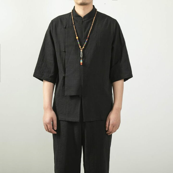 楽天市場】チャイナ服 チャイナシャツ 中華風 メンズ 男性用 5分袖 