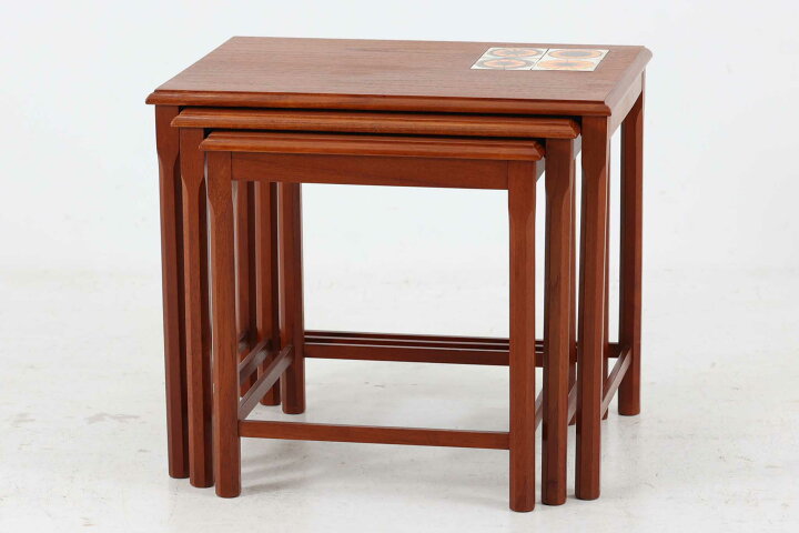 楽天市場】ネストテーブル タイル チーク材 北欧家具ビンテージ  