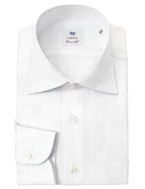 長袖 ワイシャツ メンズ CHOYA Classic Style スリムフィット 綿麻 白無地 ブロード ワイドカラーシャツ ホワイト (ccd510-200) 24FA