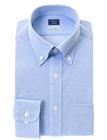 【裄詰め不可】CHOYA 鹿の子 ニット ノンケア 長袖 ニットシャツ 形態安定 CHOYA SHIRT FACTORY ボタンダウン ブルー 青 綿100%【review】