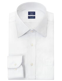 Yシャツ 日清紡アポロコット スリムフィット 長袖 ワイシャツ メンズ 形態安定 白ドビー セミワイド 綿100% ホワイト CHOYA SHIRT FACTORY(cfd346-200) 24FA