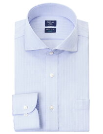Yシャツ 日清紡アポロコット スリムフィット 長袖 ワイシャツ メンズ 形態安定 ブルードビーストライプ カッタウェイ 綿100% CHOYA SHIRT FACTORY(cfd350-250) 2403ft