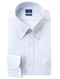 Yシャツ 日清紡アポロコット COOL CONSCIOUS 長袖ワイシャツ メンズ 形態安定 ブルーチェック ボタンダウンシャツ 綿100% ブルー CHOYA SHIRT FACTORY(cfd535-650)