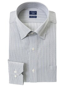 Yシャツ 日清紡アポロコット COOL CONSCIOUS 長袖ワイシャツ メンズ 形態安定 ネイビーストライプ スナップダウンシャツ 綿100% ネイビー CHOYA SHIRT FACTORY(cfd550-455) 24FA
