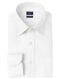 CHOYA SHIRT FACTORY 日清紡アポロコット ノーアイロン 長袖 ワイシャツ 形態安定加工 セミワイドカラー 白ドビーストライプ ホワイト 綿100％(cfd915-200)