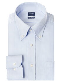 【最大1000円オフクーポンあり】 CHOYA SHIRT FACTORY 日清紡アポロコット ノーアイロン 長袖 ワイシャツ 形態安定加工 ボタンダウン ブルードビーストライプ 綿：100%(cfd916-250) 24FA 2406SS