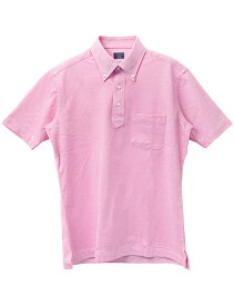 ニットシャツ CHOYA SHIRT FACTORY ニット 鹿の子ニット 半袖 ポロシャツ プルオーバー 形態安定加工 ノーアイロン ボタンダウン ピンク 綿100％(cfn012-210) 2406de
