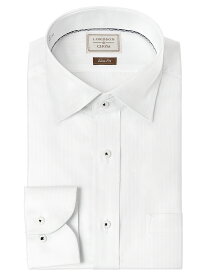 【最大1000円オフクーポンあり】 LORDSON by CHOYA Slim Fit 長袖 ワイシャツ メンズ ワイドカラー シャツ 形態安定加工 白ドビーストライプ ホワイト スリムフィット 綿100％(cod060-200) 2406de