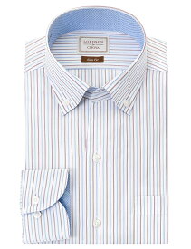 LORDSON Yシャツ 長袖 ワイシャツ メンズ スキッパーカラー ボタンダウン シャツ 形態安定 ブルー ストライプ スリムフィット 綿100% LORDSON by CHOYA(cod071-315)