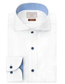 LORDSON Yシャツ 長袖 ワイシャツ メンズ カッタウェイ シャツ 形態安定 白 ホワイト ドビーストライプ スリムフィット 綿100% LORDSON by CHOYA(cod072-200) 2406SS
