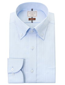 LORDSON Yシャツ 長袖 ワイシャツ メンズ ボタンダウンシャツ 形態安定 ブルードビーストライプ ブルー スリムフィット 綿100% LORDSON by CHOYA(cod080-250) 2403ft 2406de