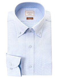 LORDSON Yシャツ 長袖 ワイシャツ メンズ ボタンダウン 形態安定 ブルードビー 青 水色 スリムフィット 綿100% LORDSON by CHOYA(cod093-250)
