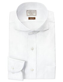LORDSON Yシャツ 長袖 ワイシャツ メンズ カッタウェイ 形態安定 白ドビー ホワイト スリムフィット 綿100% LORDSON by CHOYA(cod095-200) 2406SS