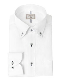 長袖 ワイシャツ メンズ 綿100％ 形態安定加工 ホワイト 白ドビー チェック ボタンダウン シャツ LORDSON by CHOYA (cod141-200)