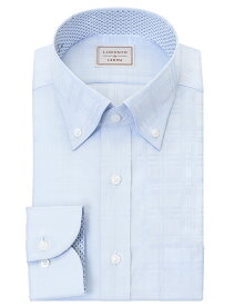 LORDSON Yシャツ 長袖 ワイシャツ メンズ 形態安定 ブルードビーチェック ボタンダウン シャツ 綿100% LORDSON by CHOYA(cod300-250) 2403ft
