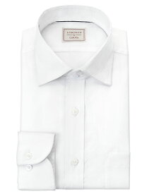 LORDSON Yシャツ 長袖 ワイシャツ メンズ 形態安定 ホワイトドビー チェック柄 ワイドカラーシャツ 綿100% ホワイト LORDSON by CHOYA(cod803-200) (sa1)
