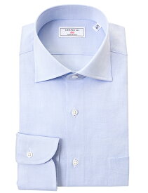 長袖 ワイシャツ メンズ カッターシャツ 綿100% 日本製Yシャツ CHOYA1886 シャンブレーサックスブルー ロイヤルオックスフォード 無地 ワイドカラー ドレスシャツ (cvd122-250)