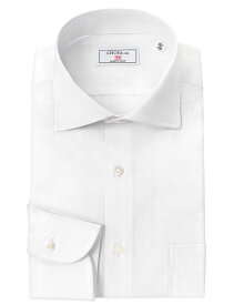 ワイシャツ メンズ 長袖 カッターシャツ 綿100% 日本製Yシャツ CHOYA1886 白 無地 絡み織生地 綿絽 ワイドカラー ドレスシャツ(cvd130-200)