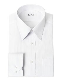 ELLE HOMME 長袖 ワイシャツ メンズ 形態安定加工 ゆったり 白ドビーストライプ レギュラーカラー 綿 ポリエステル ホワイト ドレスシャツ Yシャツ ビジネスシャツ(zed180-200) 2406de