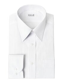 ELLE HOMME 長袖 ワイシャツ メンズ 形態安定加工 ゆったり 白ドビーストライプ レギュラーカラー 綿 ポリエステル ホワイト ドレスシャツ Yシャツ ビジネスシャツ(zed180-200)