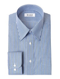 ELLE HOMME 長袖 ワイシャツ メンズ 形態安定加工 ゆったり ネイビーロンドンストライプ レギュラーカラー 綿 ポリエステル 紺色 ドレスシャツ Yシャツ ビジネスシャツ(zed180-455) 2406de