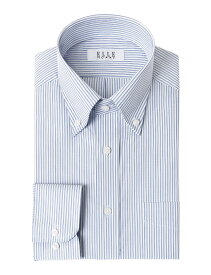 ELLE HOMME 長袖 ワイシャツ メンズ 形態安定加工 ゆったり ブルーストライプ ネイビー 青 ボタンダウン 綿 ポリエステル ドレスシャツ Yシャツ ビジネスシャツ(zed181-355) 2406de