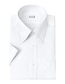 ELLE HOMME COOLMAX 半袖 ワイシャツ メンズ 夏 形態安定 ゆったり 白ドビー ストライプ レギュラーカラーシャツ 綿 ポリエステル ホワイト (zen460-200)
