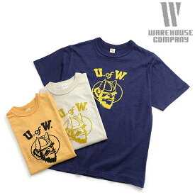 ウエアハウス WAREHOUSE [4601UOFW] 半袖 Tシャツ "U. OF W." 日本製