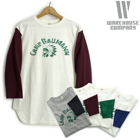 ウエアハウス WAREHOUSE [4800CB] 7分袖 ベースボールTシャツ "CAMP BAUMANN" 日本製