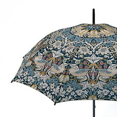 FULTON×Morris&Co傘レディースケンジントンストロベリーシーフイチゴ泥棒フルトン×ウィリアムモリステキスタイルブルー長傘かさプレゼントギフト