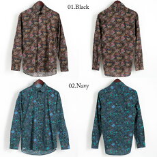 Gabicciガビッチ長袖シャツレトロMaddoxStreetLondon花柄ペイズリーリバティーアート2色メンズモッズファッション