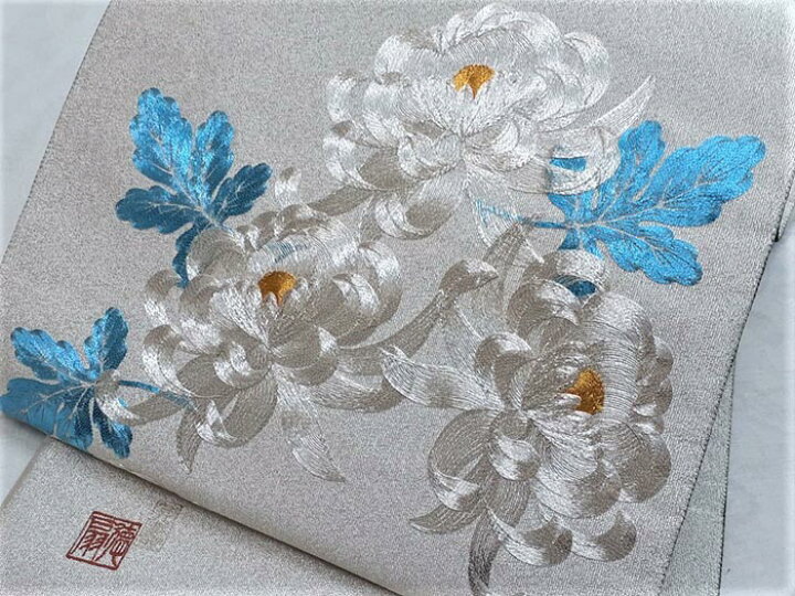 楽天市場】袋帯 藤林徳扇 綴れ織 両面 金銀駒刺繍 大菊模様 創業三百余 
