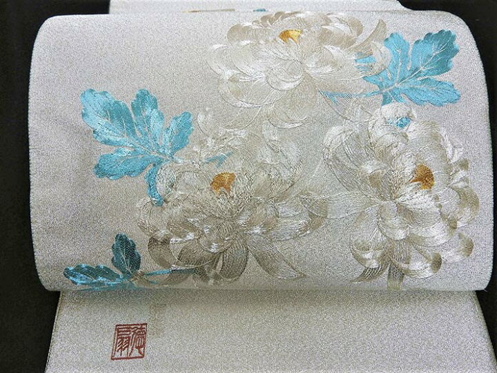 楽天市場】袋帯 藤林徳扇 綴れ織 両面 金銀駒刺繍 大菊模様 創業三百余 