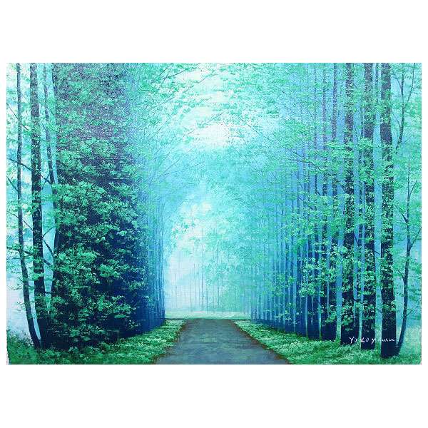 優れた価格 油絵 森の道 絵画/タペストリ
