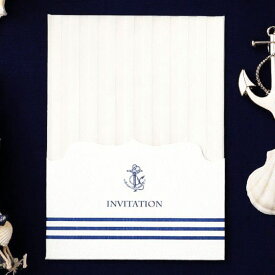 【10日20時〜P10倍+200円クーポン】 結婚式 招待状 手作りキット マリン ホワイト 10名用 招待状 10冊入り 10名様分 結婚式招待状 手作り ペーパーアイテム 手作りキット テンプレート ウェディング 手作りセット ココサブ ワード 席次表 席札 封筒