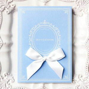 【24日20時〜P10倍+180円クーポン】 結婚式 招待状 手作りキット リュミエール サムシング ブルー 招待状 10冊入り 10名様分 結婚式招待状 手作り ペーパーアイテム 手作りキット テンプレート