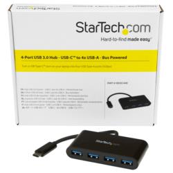 StarTech.com 4ポートUSB 3.0ハブ USB Type-C接続 USB-C - 4x USB-A USBバスパワー(HB30C4AB)  目安在庫=△ | コンプモト　楽天市場店