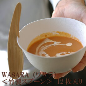 WASARA ワサラシリーズ 竹のスプーン12枚セット CW-003R 陶器のような紙の食器 竹のカトラリー　紙皿　和漆器【正規品】(メール便)誕生日 おしゃれ 可愛い 使い捨て ペーパープレート