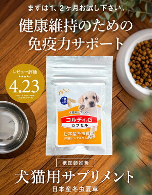 楽天市場 犬 サプリ 犬用サプリメント お試し用 免疫力 免疫 を守る 健康 維持 健康食品 元気度 高める 気力 アップ 冬虫夏草 老犬 カプセル ペット用サプリ ペット用サプリメント コルディカプセル 人とペットのサプリ専門店モノリス