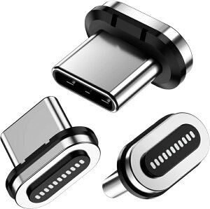 11ピン磁気マグネット充電ケーブル用端子 Type-C・ライトニング・Micro-USB端子 3個セット(ケーブルなし) 100W/5A急速充電 QC&PD高速充電 11pinマグネットコネクタ 防塵・着脱式 片手操作対応 Cosmic