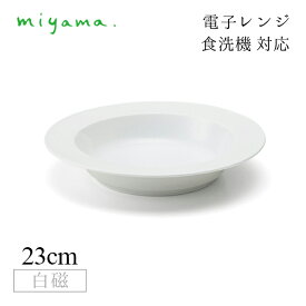 パスタボウル 23cm 3枚セット プル― plue 白磁 深山陶器 miyama（07-035-101）おしゃれ 美濃焼 白い食器 電子レンジ可 食洗機可